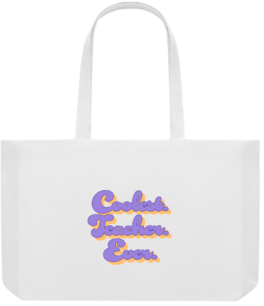 Coolest Teacher Ever Design - Premium large recycled shopping tote bag_WHITE_front