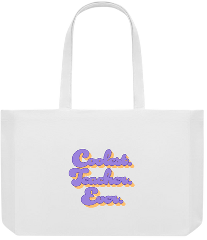 Coolest Teacher Ever Design - Premium large recycled shopping tote bag_WHITE_front