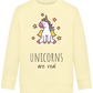 Unicorns Are Real Design - Comfort Kids Sweater_AMARELO CLARO_front