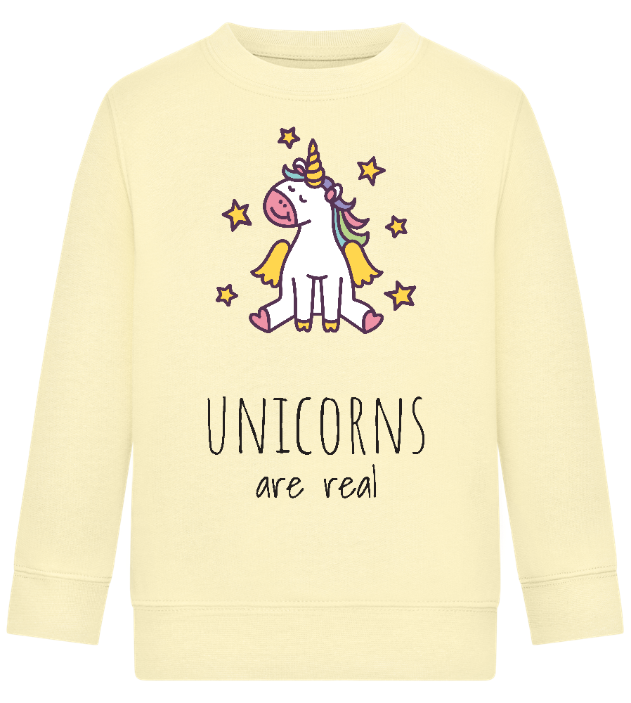 Unicorns Are Real Design - Comfort Kids Sweater_AMARELO CLARO_front