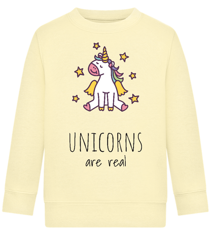 Unicorns Are Real Design - Comfort Kids Sweater_AMARELO CLARO_front