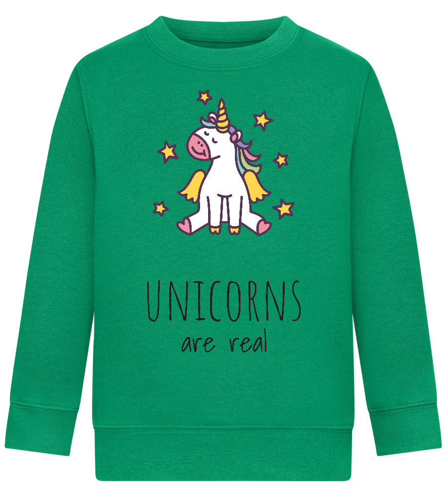 Unicorns Are Real Design - Comfort Kids Sweater_MEADOW GREEN_front