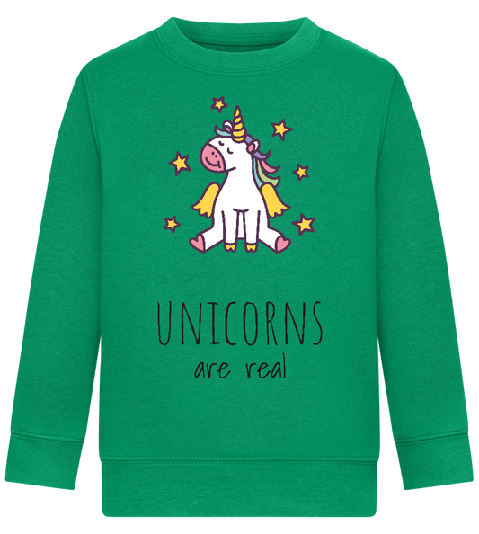 Unicorns Are Real Design - Comfort Kids Sweater_MEADOW GREEN_front