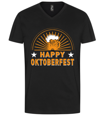 Happy Oktoberfest Design - Premium men's v-neck t-shirt_DEEP BLACK_front