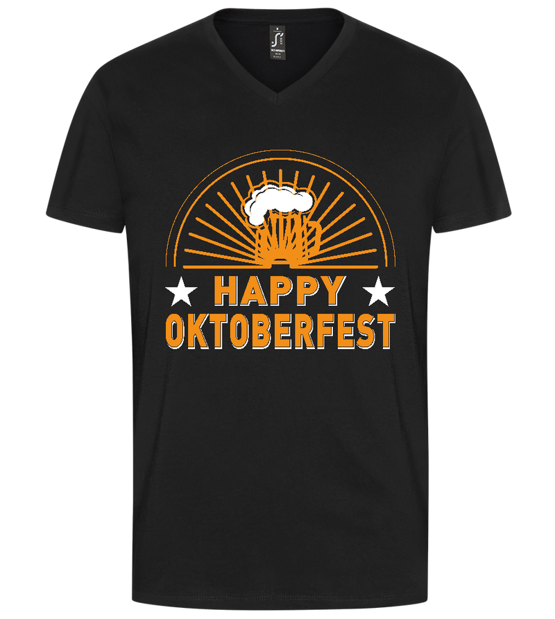 Happy Oktoberfest Design - Premium men's v-neck t-shirt_DEEP BLACK_front