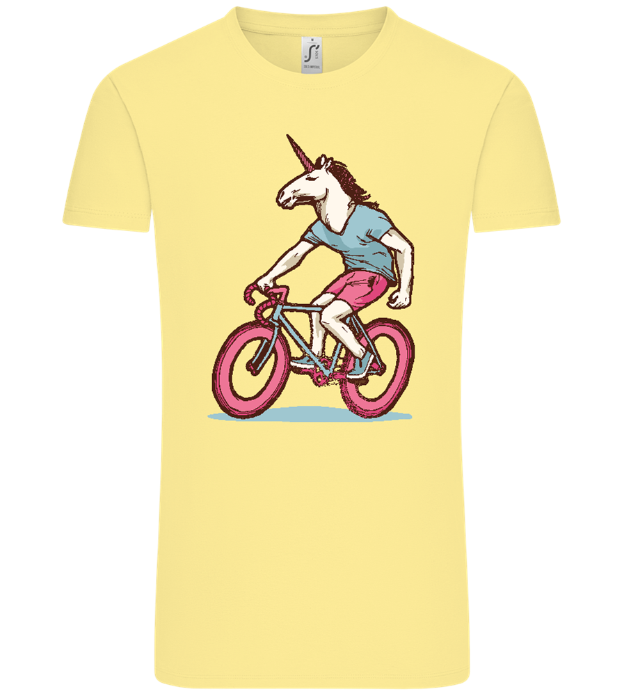 Unicorn On Bicycle Design - Comfort Unisex T-Shirt_AMARELO CLARO_front