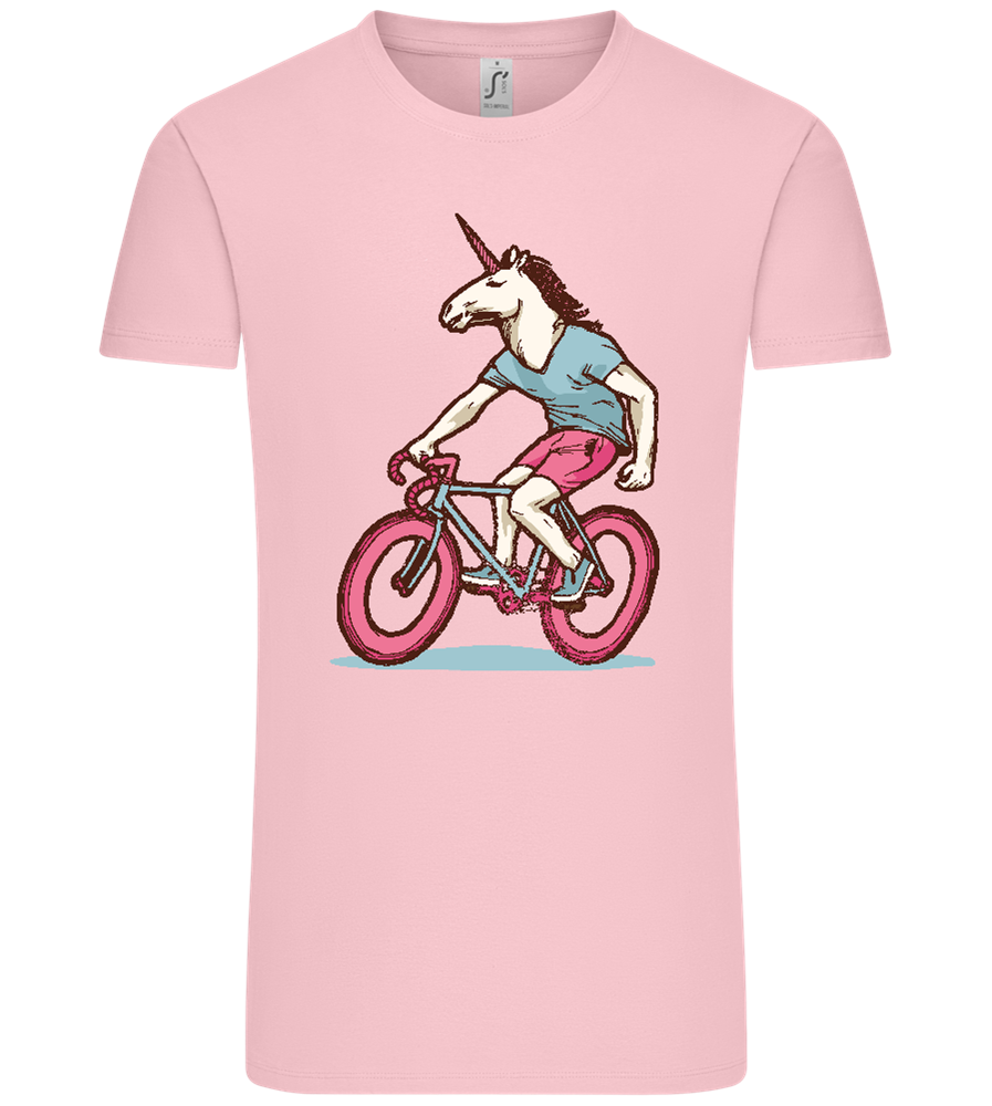 Unicorn On Bicycle Design - Comfort Unisex T-Shirt_CANDY PINK_front