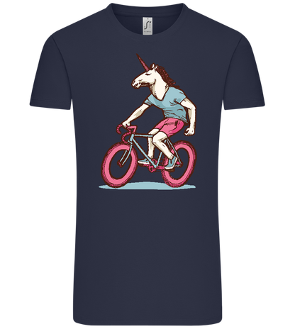 Unicorn On Bicycle Design - Comfort Unisex T-Shirt_FRENCH NAVY_front