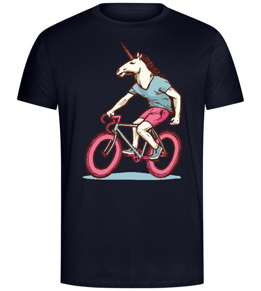 Unicorn On Bicycle Design - Comfort Unisex T-Shirt_FRENCH NAVY_front