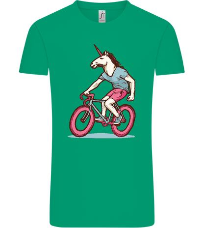 Unicorn On Bicycle Design - Comfort Unisex T-Shirt_SPRING GREEN_front