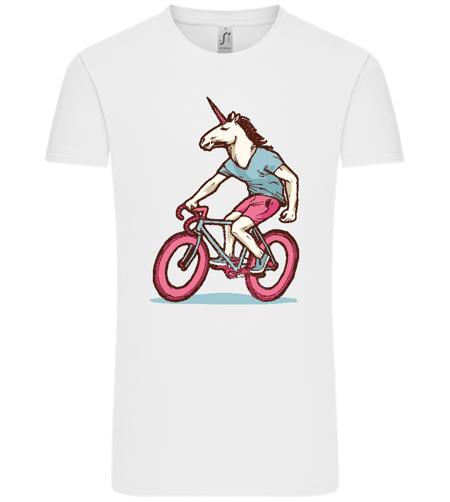 Unicorn On Bicycle Design - Comfort Unisex T-Shirt_WHITE_front