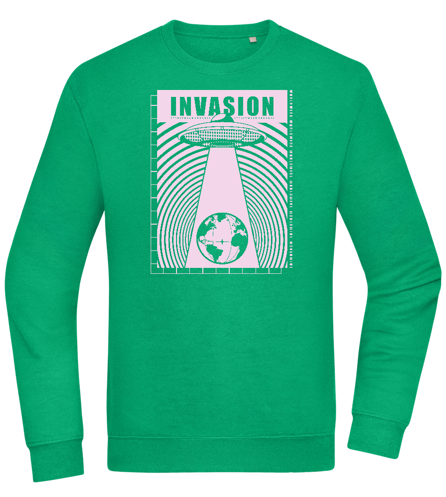 Invasion Ufo Design - Comfort Essential Unisex Sweater_MEADOW GREEN_front