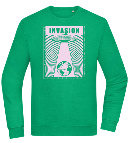 Invasion Ufo Design - Comfort Essential Unisex Sweater_MEADOW GREEN_front