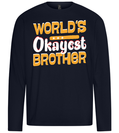 World's Okayest Brother Design - Premium men's long sleeve t-shirt_FRENCH NAVY_front