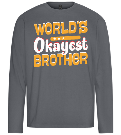 World's Okayest Brother Design - Premium men's long sleeve t-shirt_MOUSE GREY_front