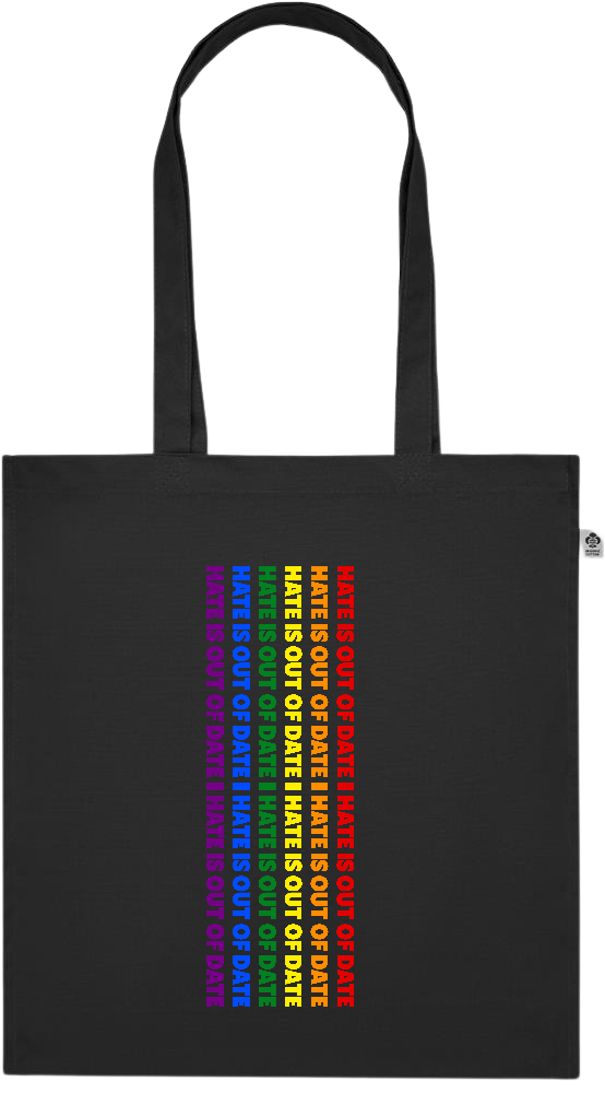 Hate is Out of Date Design - Premium colored organic cotton tote bag_BLACK_front