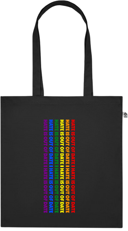 Hate is Out of Date Design - Premium colored organic cotton tote bag_BLACK_front