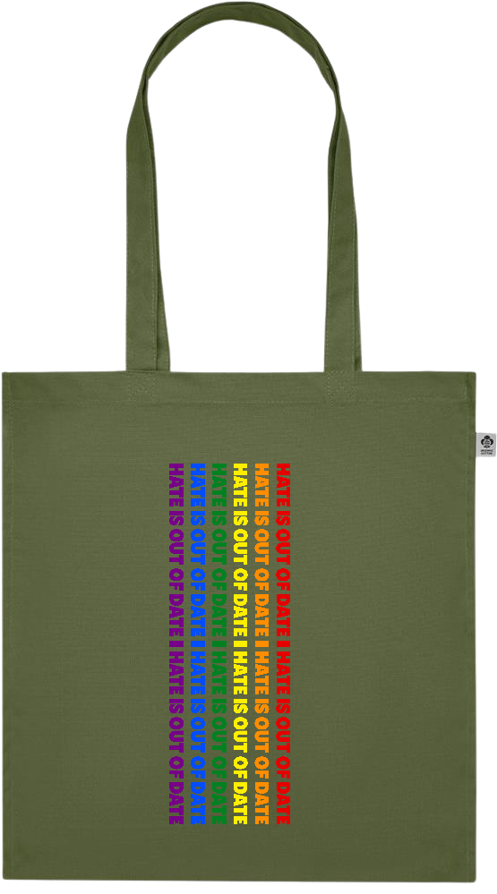 Hate is Out of Date Design - Premium colored organic cotton tote bag_GREEN_front