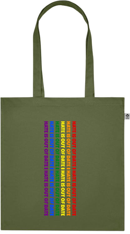 Hate is Out of Date Design - Premium colored organic cotton tote bag_GREEN_front