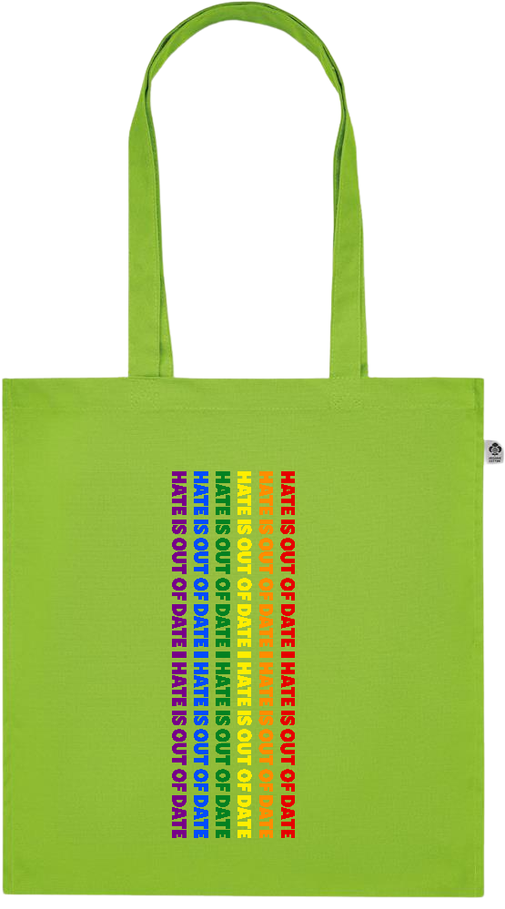 Hate is Out of Date Design - Premium colored organic cotton tote bag_LIME_front