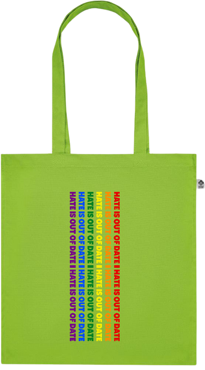 Hate is Out of Date Design - Premium colored organic cotton tote bag_LIME_front