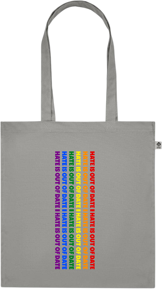 Hate is Out of Date Design - Premium colored organic cotton tote bag_STONE GREY_front