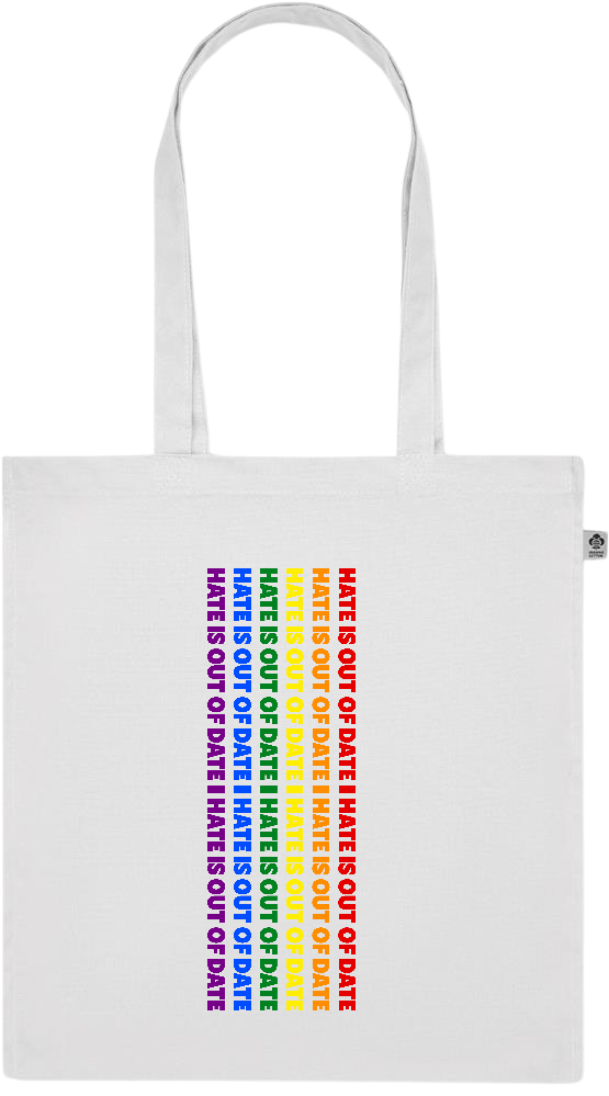 Hate is Out of Date Design - Premium colored organic cotton tote bag_WHITE_front