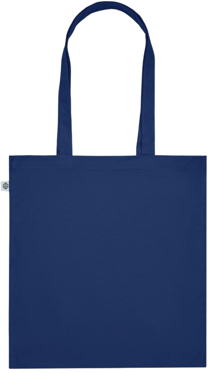 Its a Good Day to be Happy Design - Premium colored organic cotton tote bag_BLUE_back