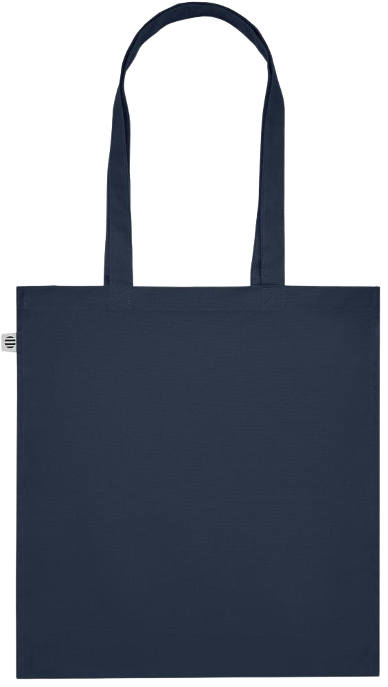 Its a Good Day to be Happy Design - Premium colored organic cotton tote bag_FRENCH NAVY_back