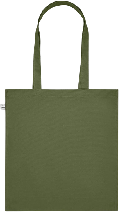 Its a Good Day to be Happy Design - Premium colored organic cotton tote bag_GREEN_back