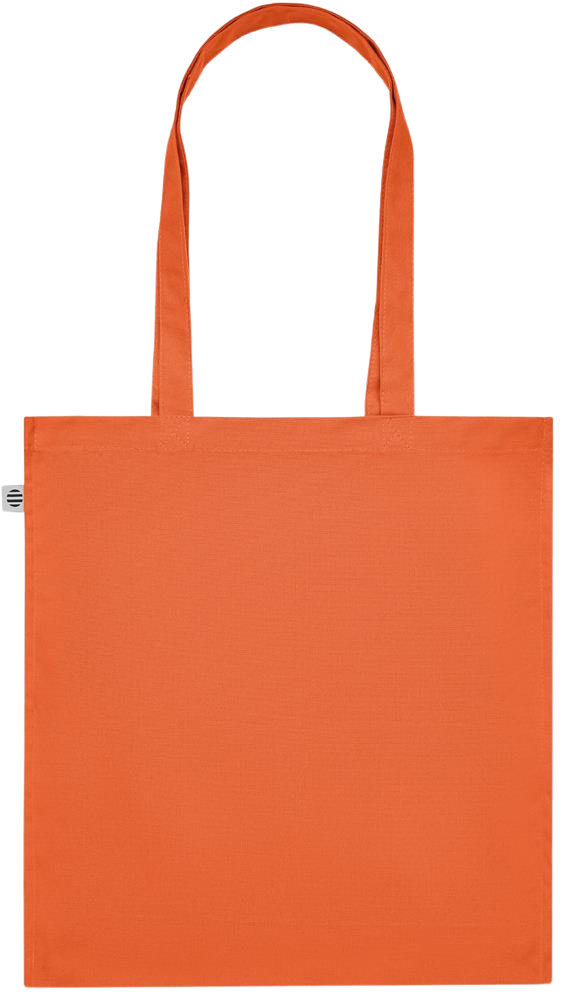 Its a Good Day to be Happy Design - Premium colored organic cotton tote bag_ORANGE_back