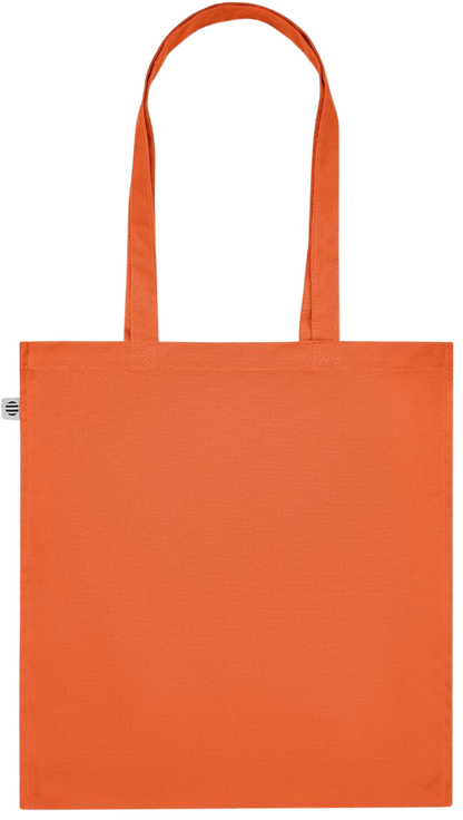 Its a Good Day to be Happy Design - Premium colored organic cotton tote bag_ORANGE_back