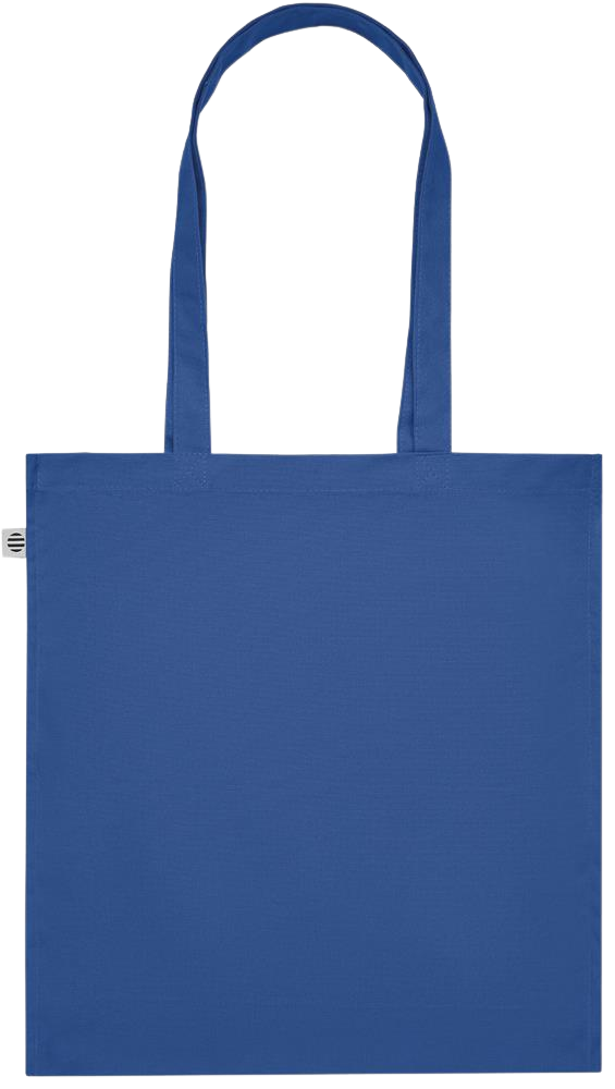 Its a Good Day to be Happy Design - Premium colored organic cotton tote bag_ROYAL BLUE_back