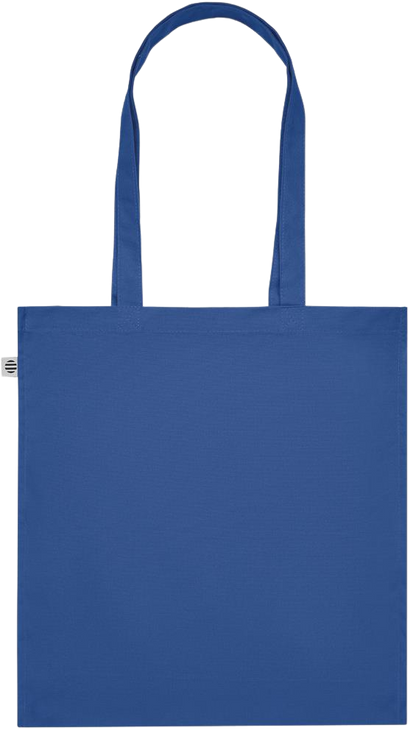 Its a Good Day to be Happy Design - Premium colored organic cotton tote bag_ROYAL BLUE_back