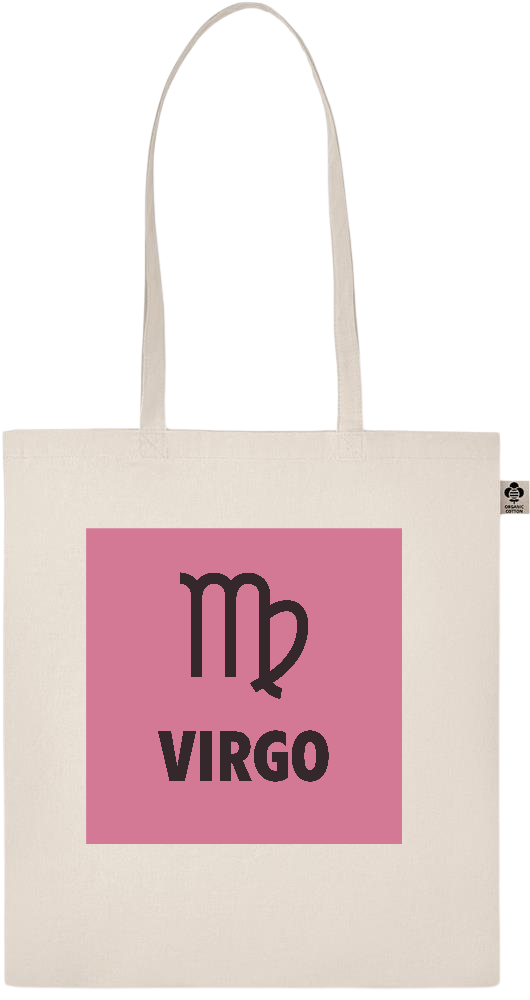 Zodiac Virgo Design - Basic organic cotton shopping bag_BEIGE_front