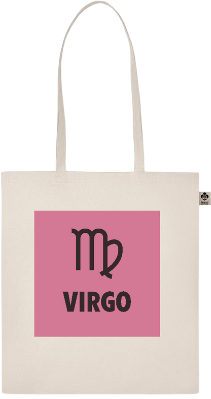 Zodiac Virgo Design - Basic organic cotton shopping bag_BEIGE_front