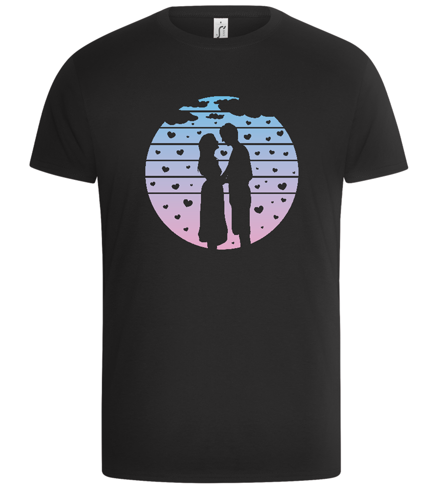 Romantic Sunset Silhouette Design - Basic Unisex T-Shirt_DEEP BLACK_front