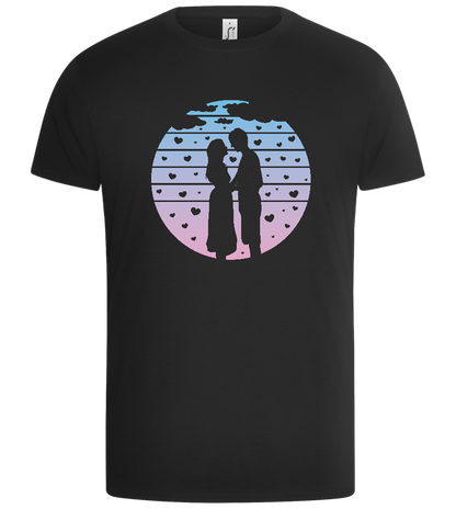 Romantic Sunset Silhouette Design - Basic Unisex T-Shirt_DEEP BLACK_front