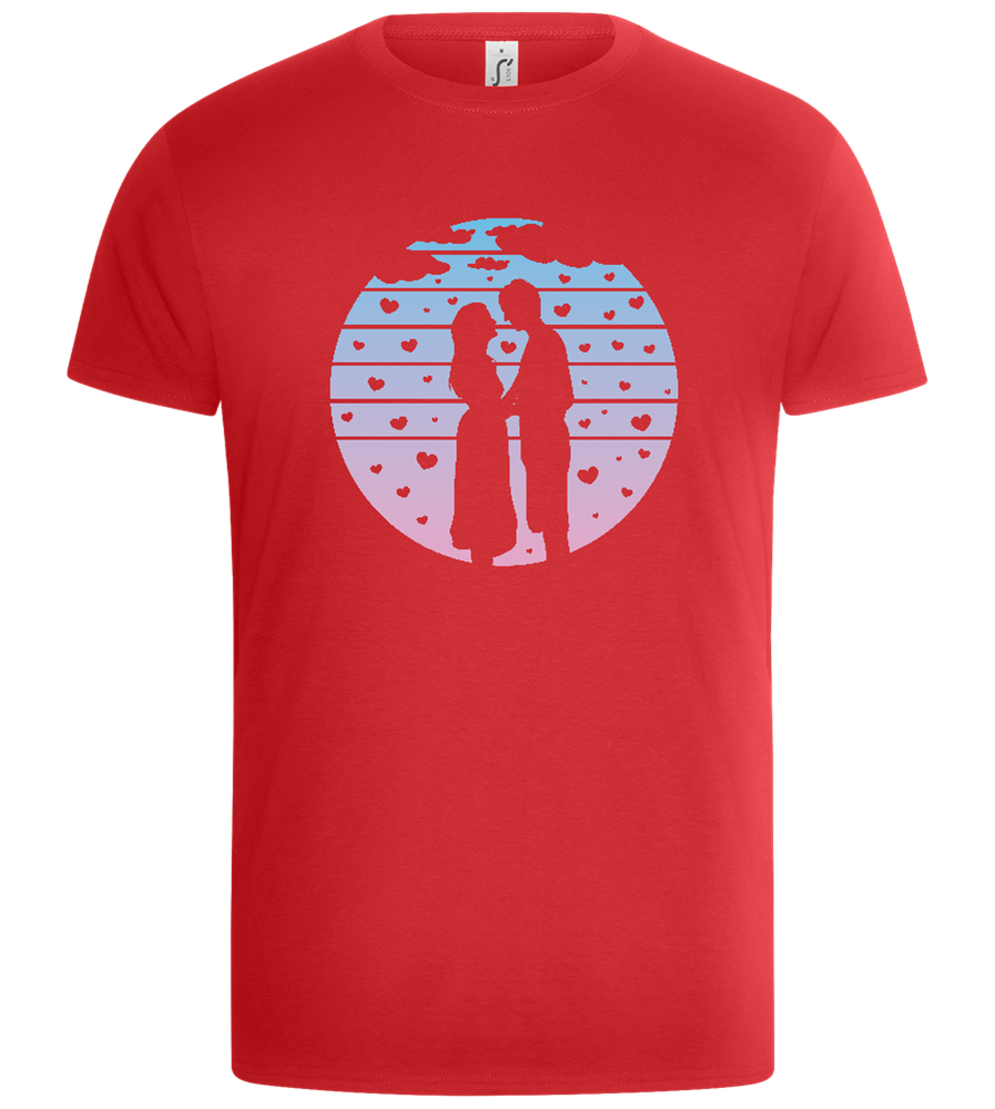 Romantic Sunset Silhouette Design - Basic Unisex T-Shirt_RED_front