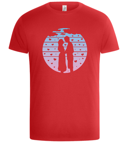 Romantic Sunset Silhouette Design - Basic Unisex T-Shirt_RED_front