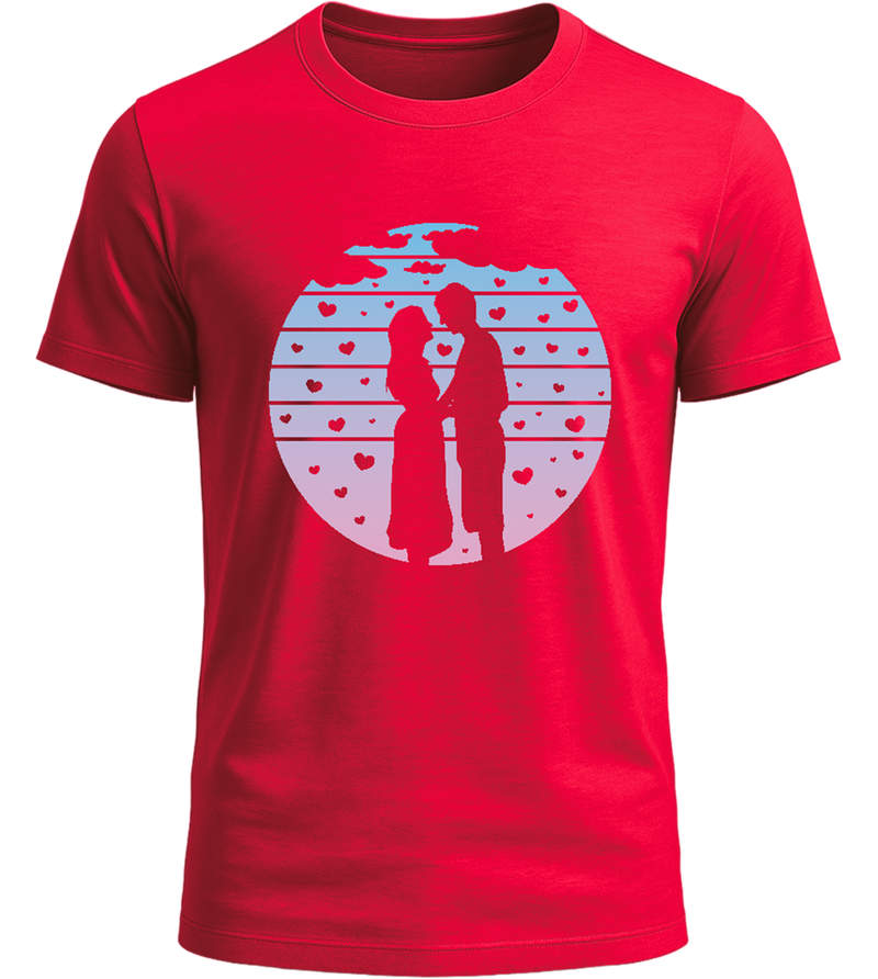 Romantic Sunset Silhouette Design - Basic Unisex T-Shirt_RED_front