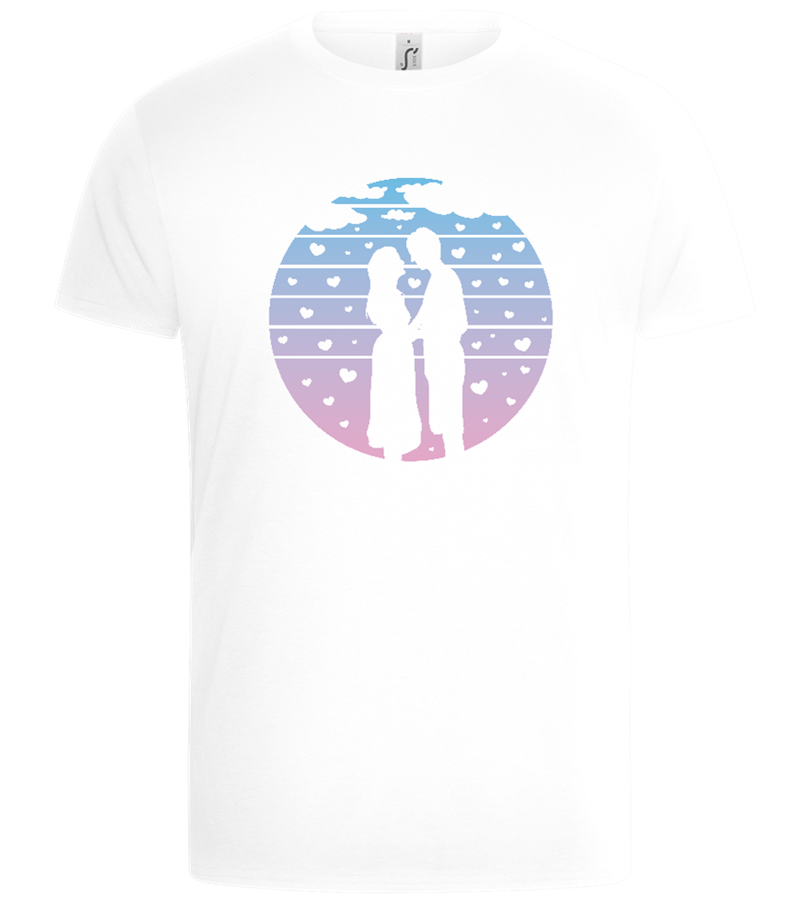 Romantic Sunset Silhouette Design - Basic Unisex T-Shirt_WHITE_front