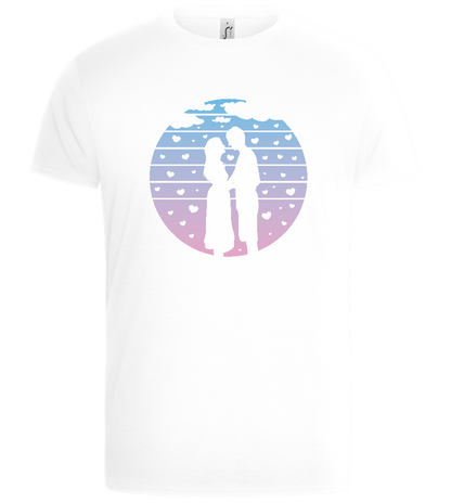 Romantic Sunset Silhouette Design - Basic Unisex T-Shirt_WHITE_front