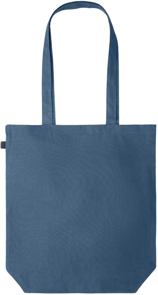 Its a Good Day to be Happy Design - Premium colored organic hemp tote bag_BLUE_back