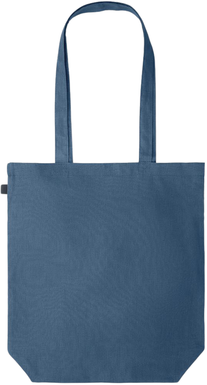 Its a Good Day to be Happy Design - Premium colored organic hemp tote bag_BLUE_back