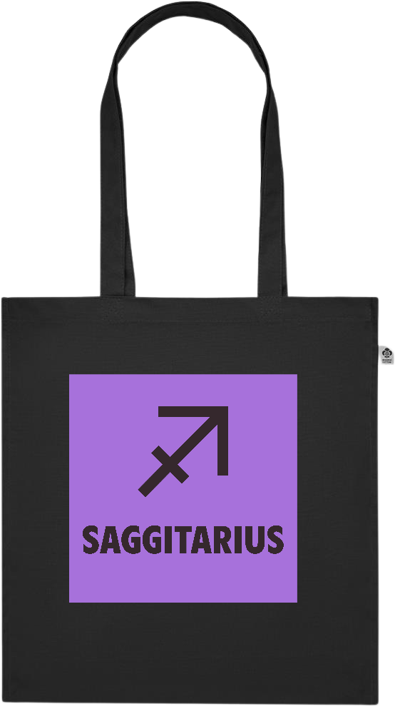 Zodiac Saggitarius Design - Premium colored organic cotton tote bag_BLACK_front