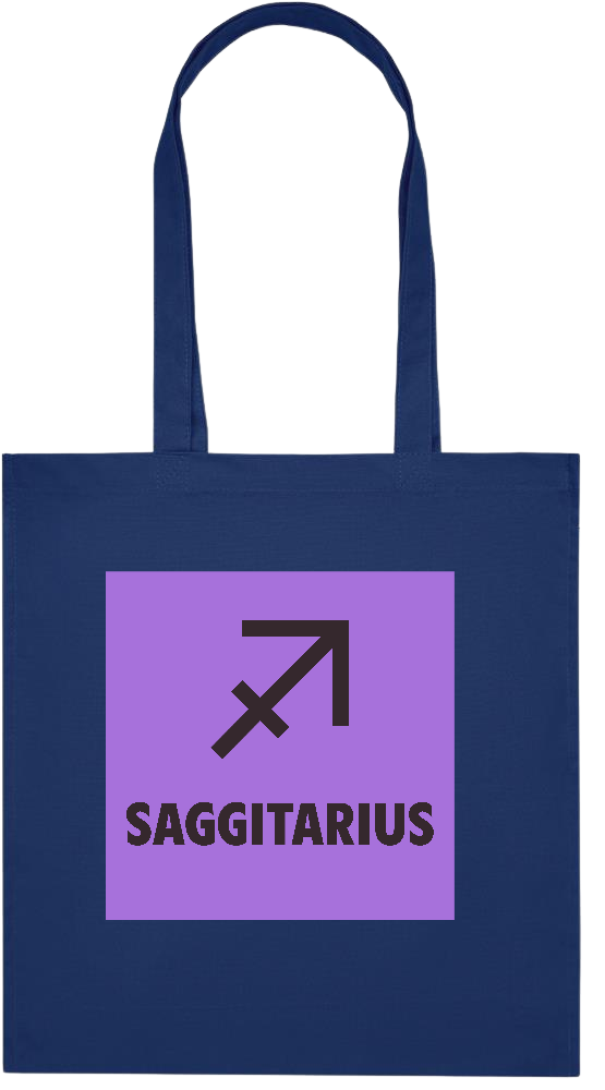 Zodiac Saggitarius Design - Premium colored organic cotton tote bag_BLUE_front