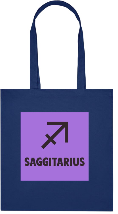 Zodiac Saggitarius Design - Premium colored organic cotton tote bag_BLUE_front