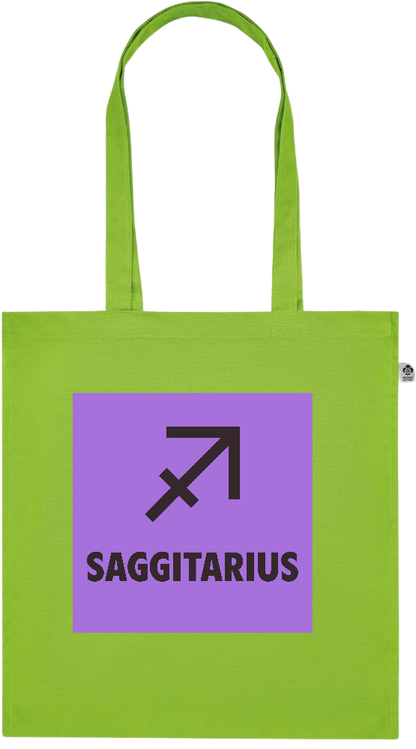 Zodiac Saggitarius Design - Premium colored organic cotton tote bag_LIME_front