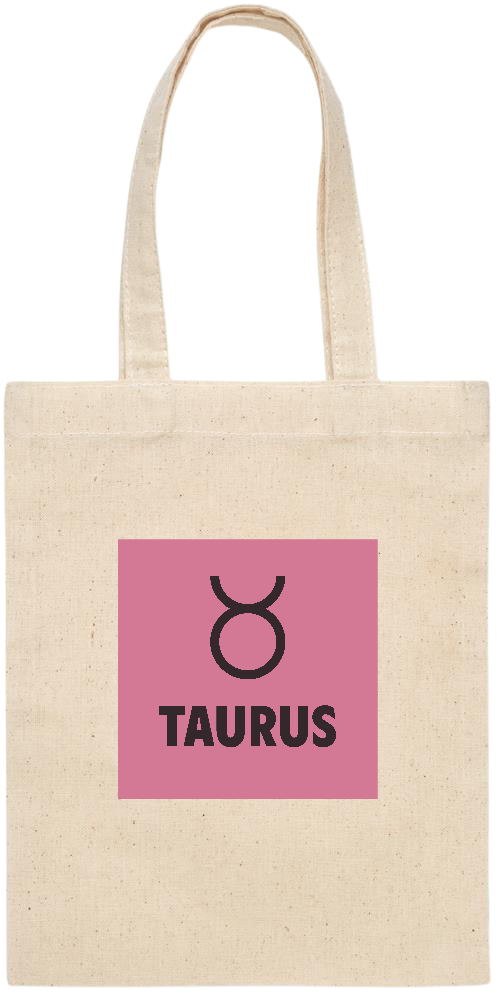 Zodiac Taurus Design - Essential small colored handle gift bag_BEIGE_front